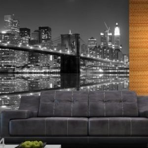 Ag Design Fleece Kuvatapetti New York In Black And White 360x270 Cm