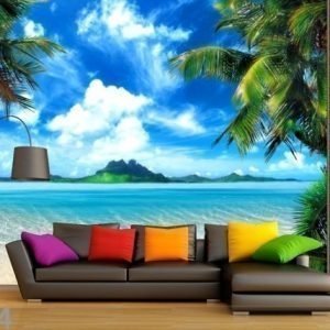 Ag Design Fleece Kuvatapetti Tropical Beach 360x270 Cm