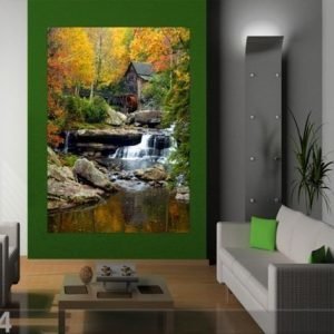 Ag Design Fleece Kuvatapetti Water Mill 180x202 Cm