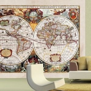 Ag Design Fleece-Kuvatapetti World Map 360x270 Cm