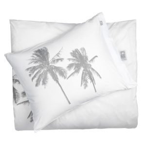 Beach House Palm Tree Tyynynpäällinen Valkoinen / Harmaa 50x60 Cm