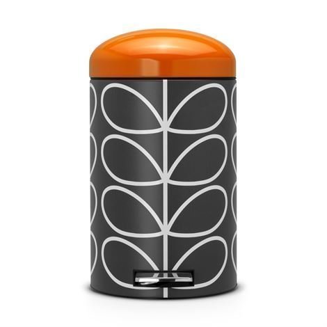 Brabantia Retro Orla Kiely Poljinroskis Silent 12 Litraa Musta Oranssi Kansi