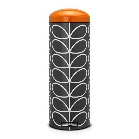 Brabantia Retro Orla Kiely Poljinroskis Silent 20 Litraa Musta Oranssi Kansi