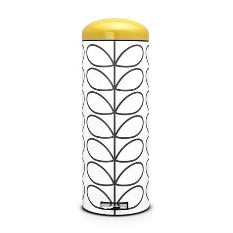 Brabantia Retro Orla Kiely Poljinroskis Silent 20 Litraa Valkoinen Keltainen Kansi