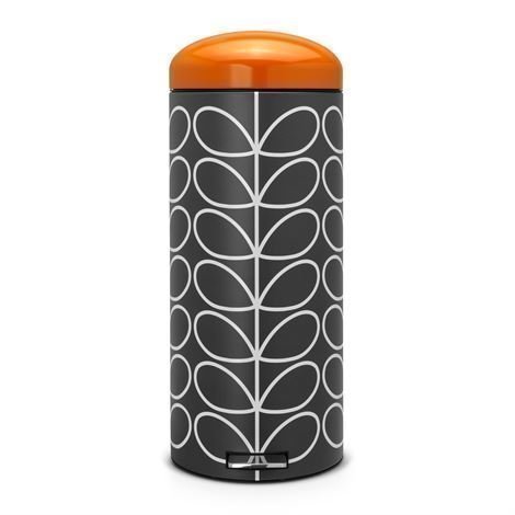 Brabantia Retro Orla Kiely Poljinroskis Silent 30 Litraa Musta Oranssi Kansi