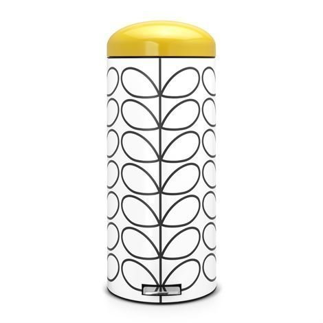 Brabantia Retro Orla Kiely Poljinroskis Silent 30 Litraa Valkoinen Keltainen Kansi