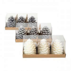 Broste Copenhagen Cone 3pcs Candles Kynttilä Harmaa 6x6 Cm