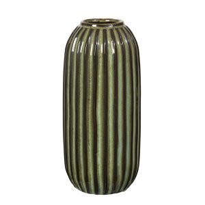 Broste Copenhagen Lines Maljakko Oil Green 25 Cm