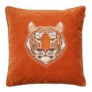 Chhatwal & Jonsson Embroidered Tiger Velvet Tyynynpäällinen 50x50 Cm