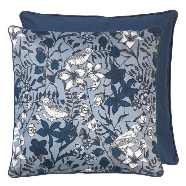 Cozy Living Cotton Floral Bird Kudde Tyyny Blue Wing 50x50 Cm