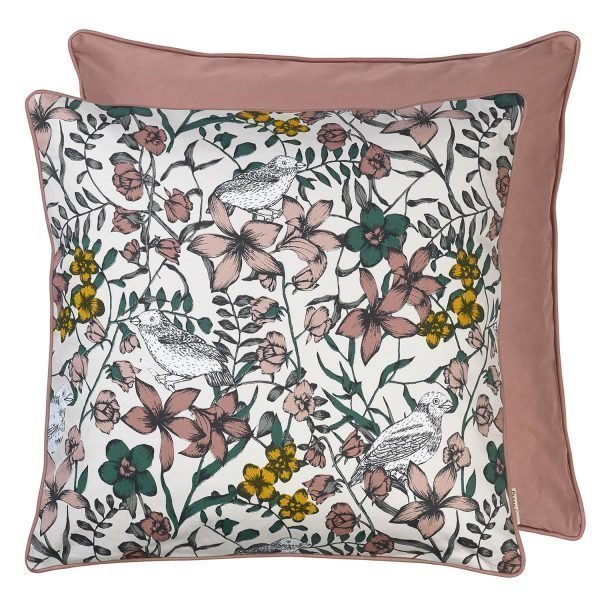 Cozy Living Cotton Floral Bird Tyyny Square Rouge 50x50 Cm