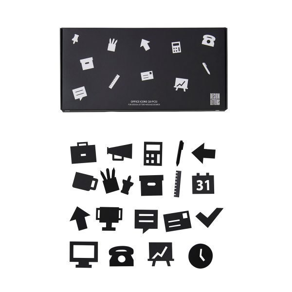 Design Letters Office Icons Ikoni Ilmoitustauluun Musta 20-Osainen