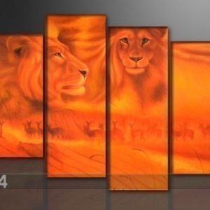 Ed Neljäosainen Seinätaulu Afrikan Leijonat 130x80 Cm