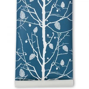 Ferm Living Family Tree Tapetti Petrol / Valkoinen