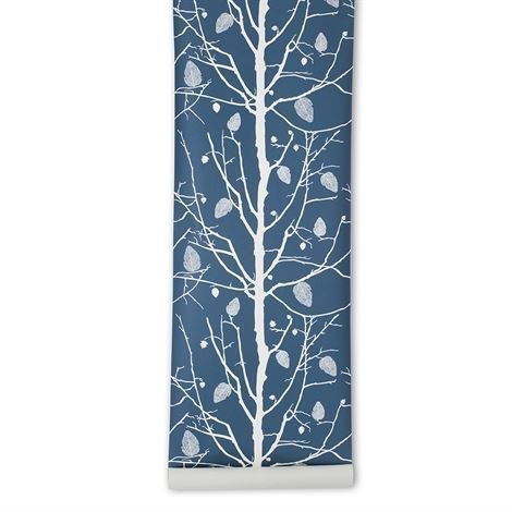 Ferm Living Family Tree Tapetti Sininen