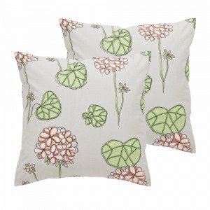 Jotex Geranium Tyynynpäälliset Harmaa 45x45 Cm 2-Pakkaus