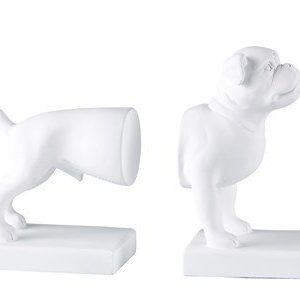 KJ Collection Kirjatuki Koira Valkoinen 18x26 cm