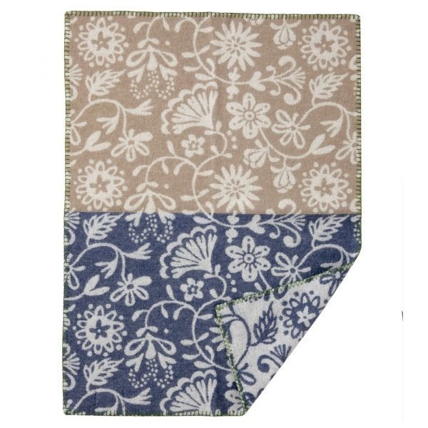 Klippan Yllefabrik Floral Baby Villaviltti Sininen / Beige 65x90 Cm