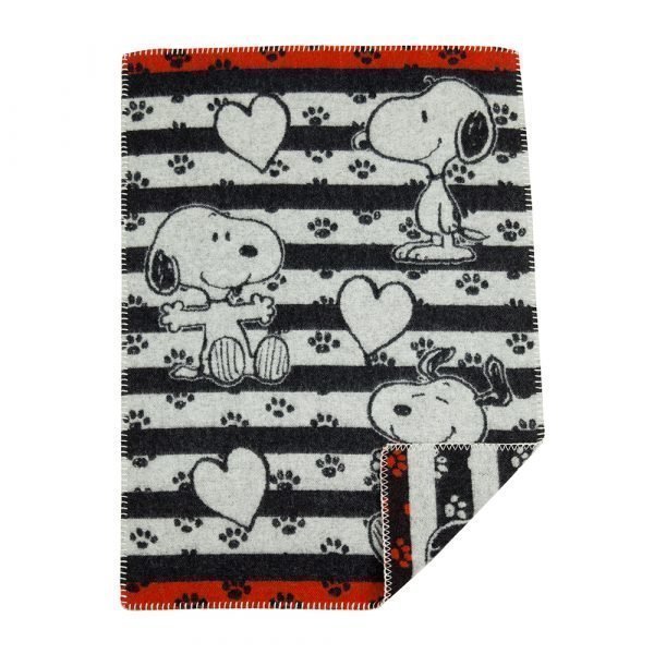 Klippan Yllefabrik Snoopy In Love Villahuopa Musta 65x90 Cm