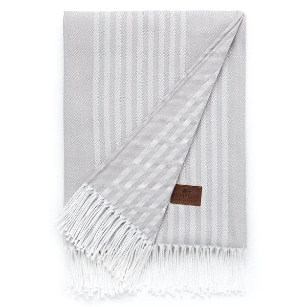 Lexington Striped Cotton Huopa Harmaa 130x170 Cm