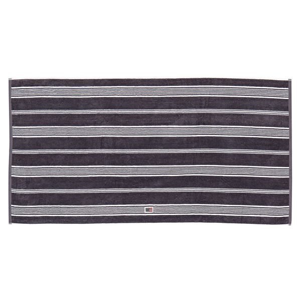 Lexington Striped Velour Pyyheliina Charcoal 30x50 Cm