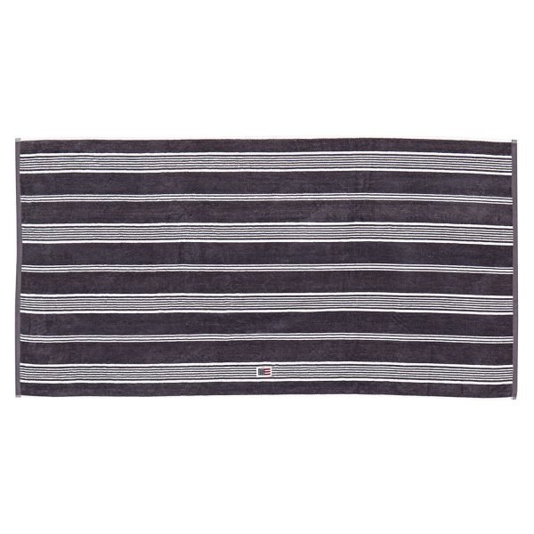 Lexington Striped Velour Pyyheliina Charcoal 50x70 Cm