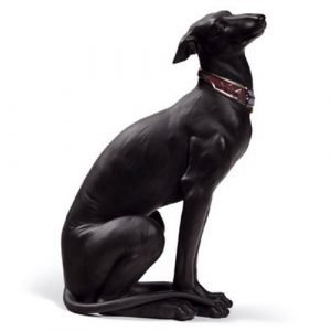 Lladro Attentive Greyhound Black