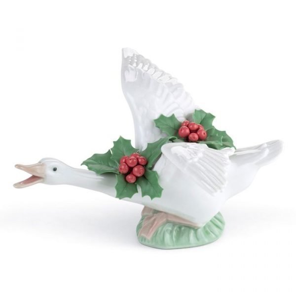 Lladro Flying Duck With Mistletoe