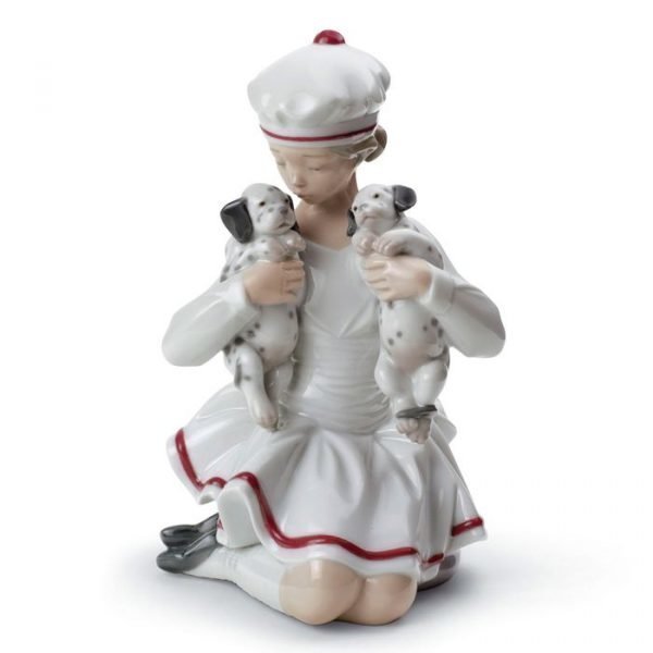 Lladro Girl With Dalmatians