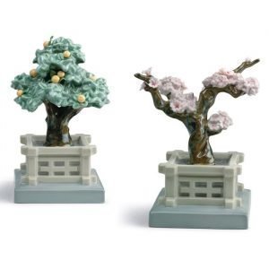 Lladro Japanese Tree Pots Mandarin And Cherry