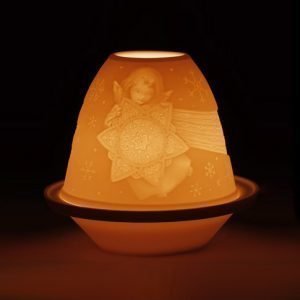 Lladro Lithophane Votive Light Angel With Star