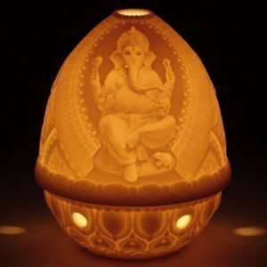 Lladro Lithophane Votive Light Lord Ganesha