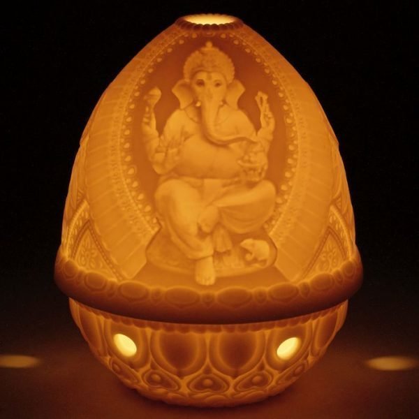 Lladro Lithophane Votive Light Lord Ganesha