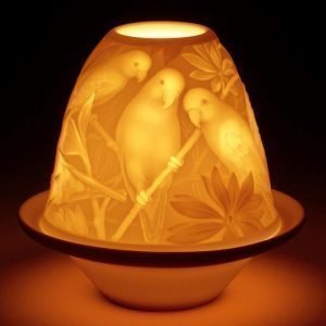 Lladro Lithophane Votive Light Parrots