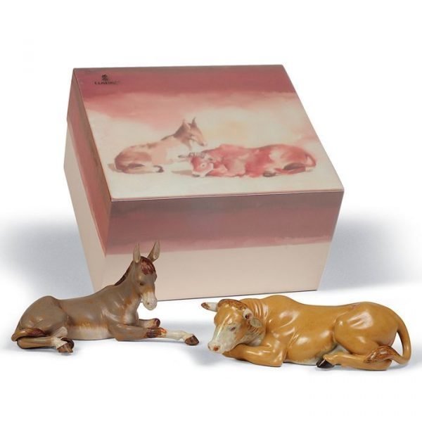 Lladro Set Animals At Bethlehem Gres