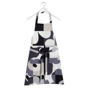 Marimekko Ruutu Unikko Esiliina Musta / Harmaa