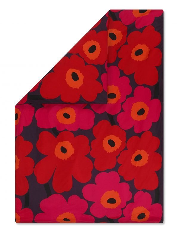 Marimekko Unikko Pussilakana Luumu Oranssi Sininen 150x210 Cm