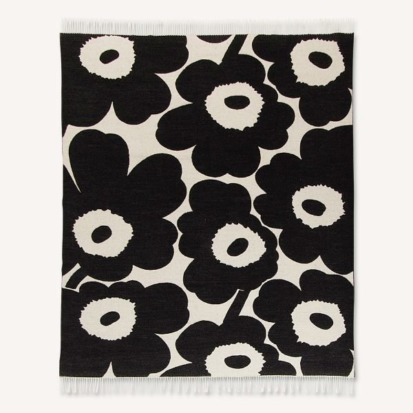 Marimekko Unikko Viltti Valkoinen / Musta 130x180 Cm