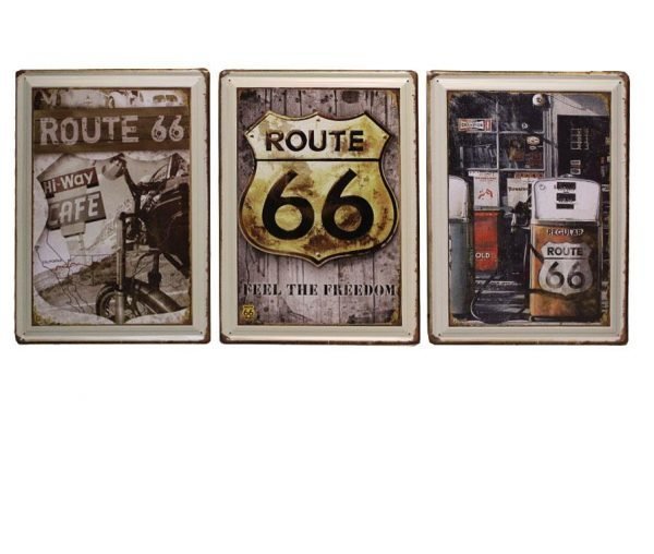 Metallitaulu Retro Route 66 30 X 40 Cm