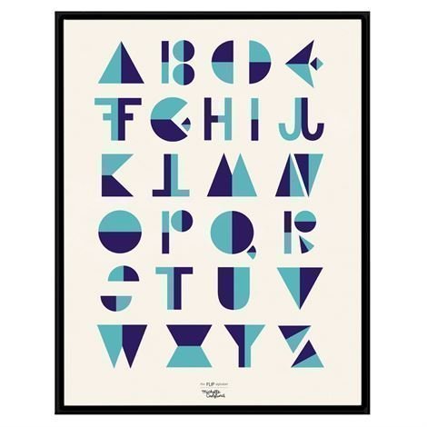 Michelle Carlslund Illustration Juliste Iso Flip Alphabet Blue