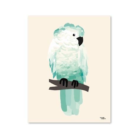 Michelle Carlslund Illustration Juliste Pieni Green Cockatoo