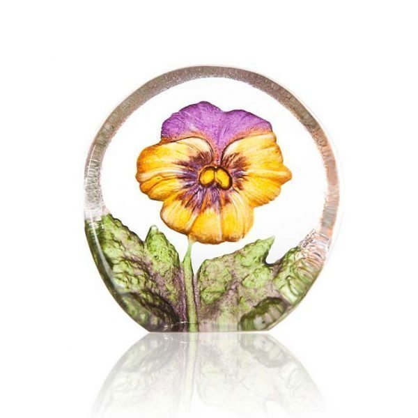 Målerås Glasbruk Floral Fanasy Miniatyr Orvokki Keltainen / Violetti