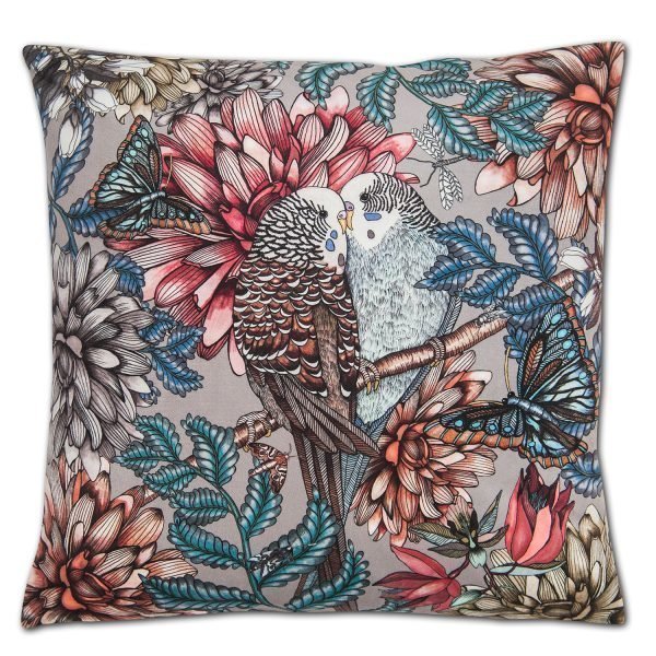 Nadja Wedin Design Lovebirds Tyynynpäällinen Sametti Harmaa 48x48 Cm