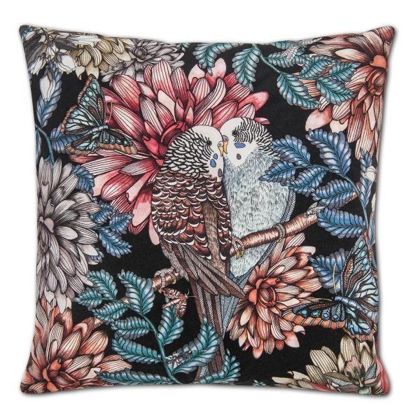 Nadja Wedin Design Lovebirds Tyynynpäällinen Sametti Musta 48x48 Cm