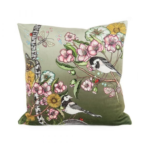 Nadja Wedin Design Wagtails Spring Tyynynpäällinen Sametti 48x48 Cm