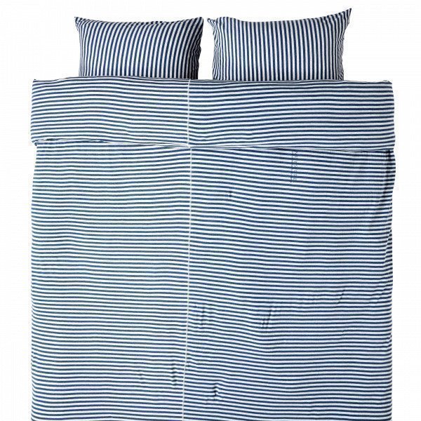 Navy Stories Kingsize Stripe Pussilakanasetti Mariininsininen 220x220 Cm