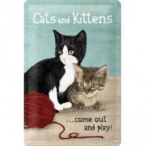 Nostalgic Art Retrotyylinen Metallijuliste Cats And Kittens 20x30 Cm