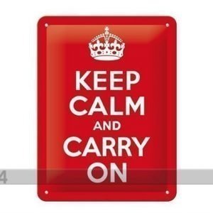 Nostalgic Art Retrotyylinen Metallijuliste Keep Calm And Carry On 15x20 Cm