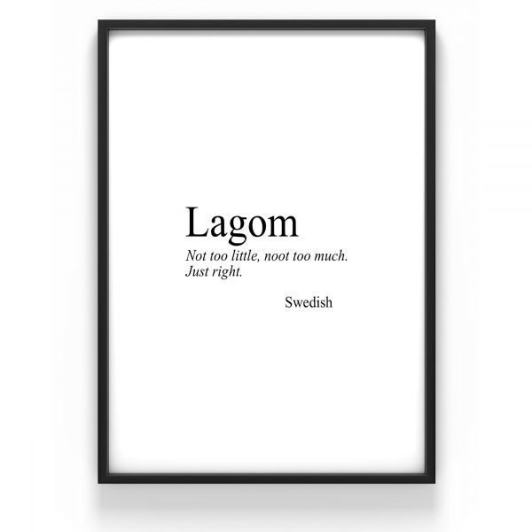 The Nordic Poster Text Lagom Juliste Musta 30x40 Cm