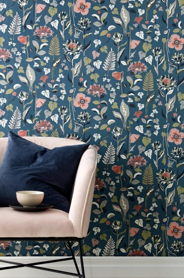 Wallpaper By Ellos Svea Tapetti Sininen